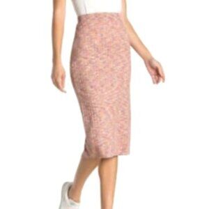 14th & Union NWT Textured Knit Midi Skirt Multi Color Pink Stretch Waist